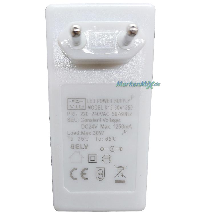 Trio Leuchten Ersatz-Stecker-Netzteil für LED Serie Edge 30W Stecker-Treiber zu Stehlampe 426810131 Netzteil LED-Treiber für 426810131 Steckertrafo zu Ersatzteil Trio-Lighting Arnsberg plug-driver VIG K12-30V1250 Netzstecker  4017807506495