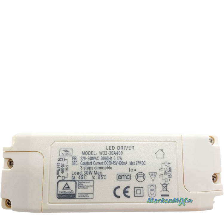 Trio Leuchten Ersatz-Treiber für LED Serie Cafu 30W Netzteil zu Deckenleuchte 623210442 LED-Treiber für Trio 623210442 Ersatztrafo Ersatzteil Trio-Lighting Arnsberg Trafo VIG W32-30A400 Driver Netzgerät 4017807460032