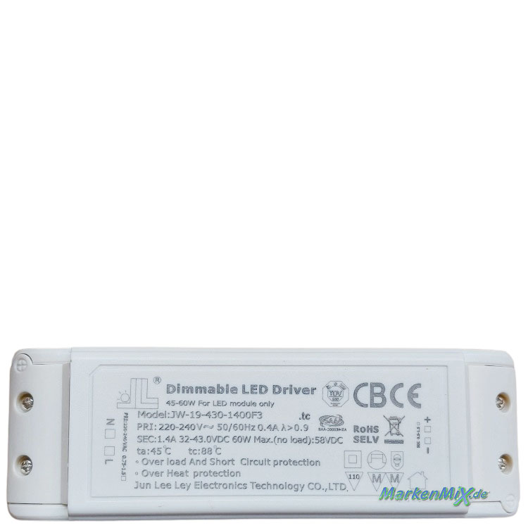 Trio Leuchten Ersatz-Treiber JLL JW-19-430-1400F3 Trafo für LED Serie Rondo 60W Driver zu Deckenleuchte 622610531 / 622610532
