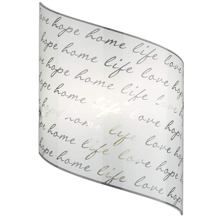 Trio Ersatzglas 92831-20 Glasschirm mit Schrift-Muster 20x30cm Lampenglas für Wandleuchte Signa 202500101 Glasscheibe Ersatzlampenschirm Ersatzlampenglas 4017807364927 Trio-Lighting Arnsberg