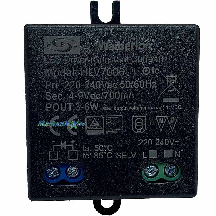 Trio Leuchten Ersatz-Treiber Waiberlon HLV7006L1 für LED Serie Louis 6W Driver zu Wandleuchte 2223310105 / 223310131 / 223310132 Ersatzteil Trio-Lighting Arnsberg Trafo Netzgerät 4017807371772  4017807371765