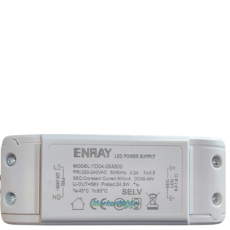 RL Reality Leuchten Ersatz-LED-Driver ENRAY YD04-26A550 für Pendelleuchte Milos Netzteil 24W zu R32004107 / R32004132