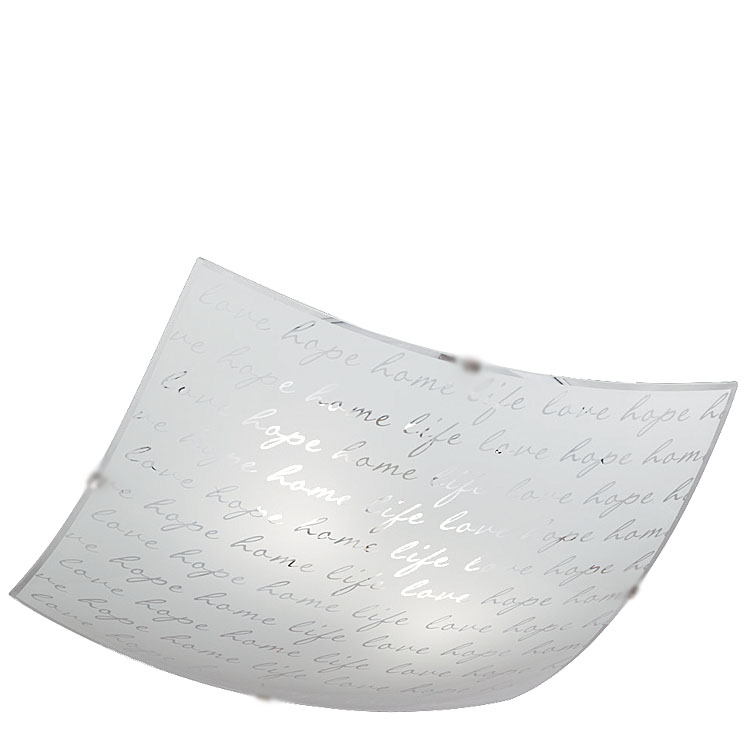 Trio Ersatzglas 92831-50 Glasschirm mit Schrift-Muster 50x50cm für Deckenleuchte Signa Lampenglas 602500301 Glasteller 4017807364965 Trio-Lighting Arnsberg 4017807376807