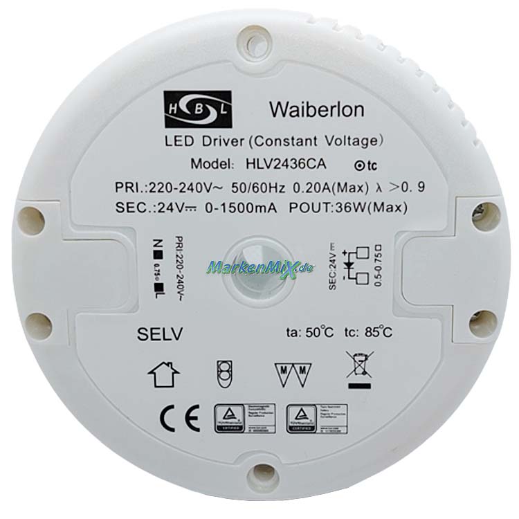 Trio Leuchten Ersatz-Treiber für LED Serie Oscar 36W Driver zu Deckenleuchte 652810531 Netzteil LED-Treiber für Trio 652810532 Ersatztrafo Ersatzteil Trio-Lighting Arnsberg  Waiberlon HLV2436CA Driver Netzgerät 4017807472929