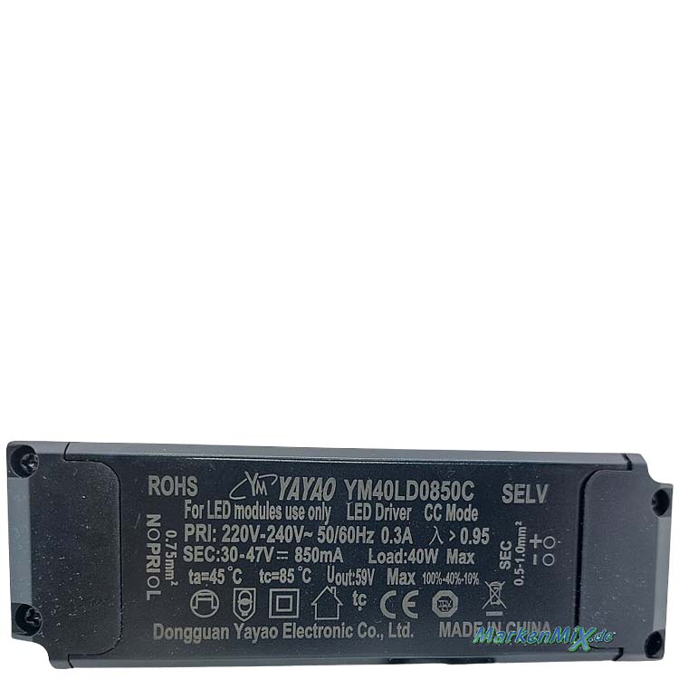 Trio-Leuchten Ersatz-LED-Driver Yayao YM40LD0850C für Deckenleuchte Barca 40W Netzteil LED-Treiber für 641110231 / 641110232 Netzgerät Ersatzteil Trio-Lighting Arnsberg Trio International 4017807572148   4017807572131