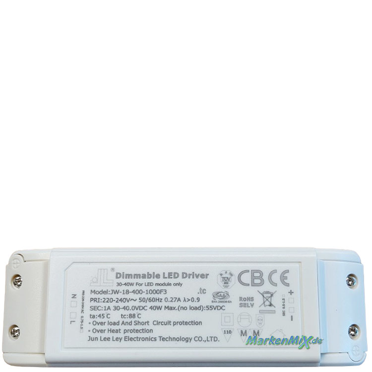 Trio Leuchten Ersatz-Treiber JLL JW-18-400-1000F3 Driver für LED Serie Darvin 40W Netzteil zu Pendelleuchte 349110131 / 349110132 / 349110179 Deckenleuchte 649110131 / 649110179