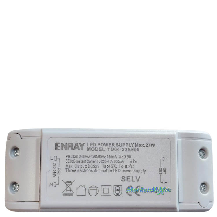 RL Reality Leuchten Ersatz-Trafo Enray YD04-32B600 für LED Serie Cires 27W Netzteil zu Deckenleuchte  R67364106 / R67364132 