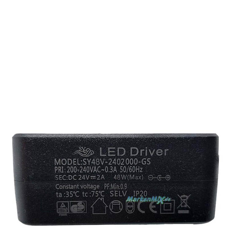Trio Leuchten Ersatz-Stecker-Netzteil LED Driver SY48V-2402000-GS für LED Serie Willis 48W Stecker-Treiber zu Stehlampe 449510207 / 449510232 / 449510279 