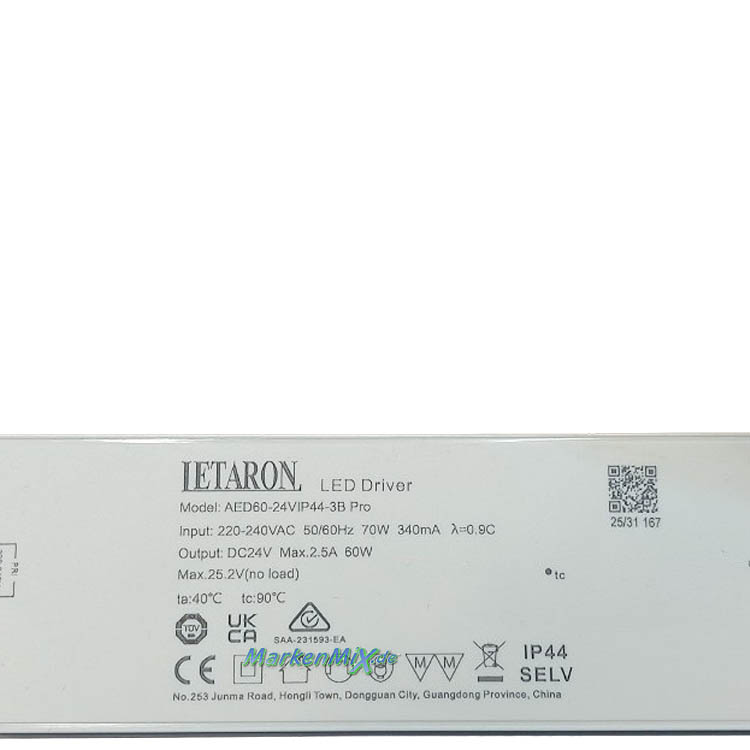 Trio Leuchten Ersatz-Treiber Letaron AED60-24VIP44-3B Pro Trafo für LED Serie Donegal 60W Driver zu Pendelleuchte 333310207 / 333310232 / 333310243  Ersatzteil Trio-Lighting Arnsberg 4017807659436 4017807659412