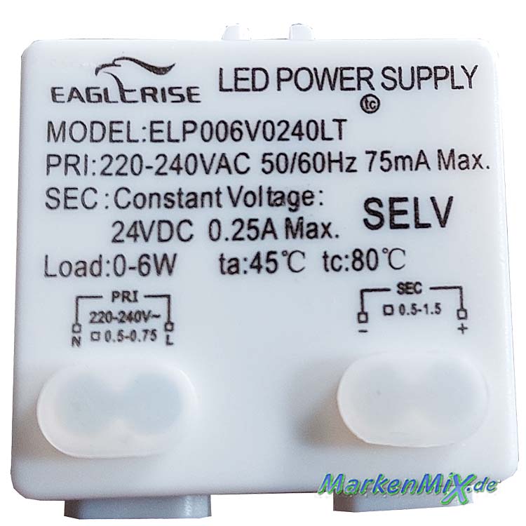 Eglo Driver Led Eaglerise LED Power Supply ELP006V0240LT Driver Constant Voltage 24V DC ...