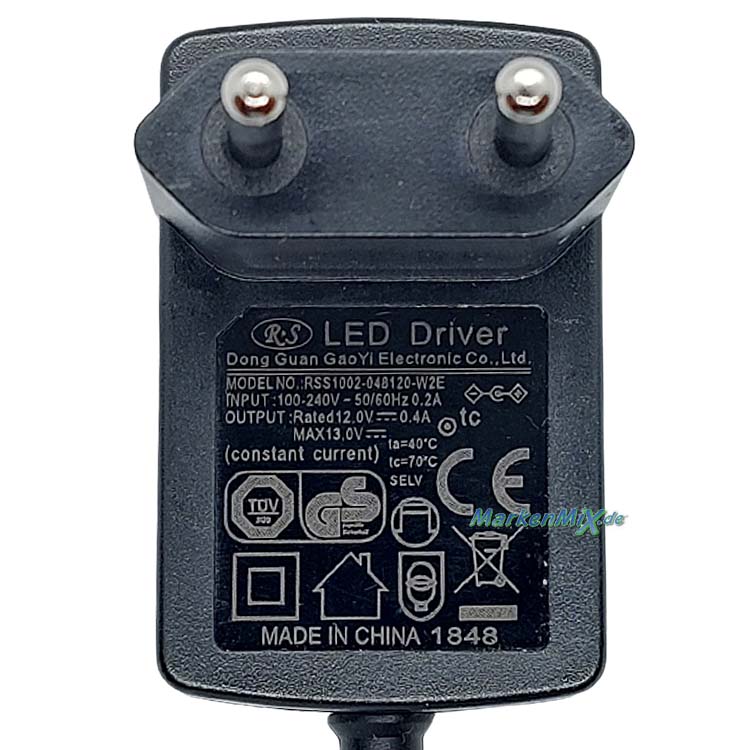 Trio Leuchten Ersatz-Stecker-Netzteil für LED Serie Polly Stecker-Treiber zu Tischleuchte  573910101 573910102 Netzteil LED-Treiber für 573910106  Steckertrafo Ersatzteil Trio-Lighting Arnsberg plug-driver RS RSS1002-040120-W2E Netzstecker  4017807275650