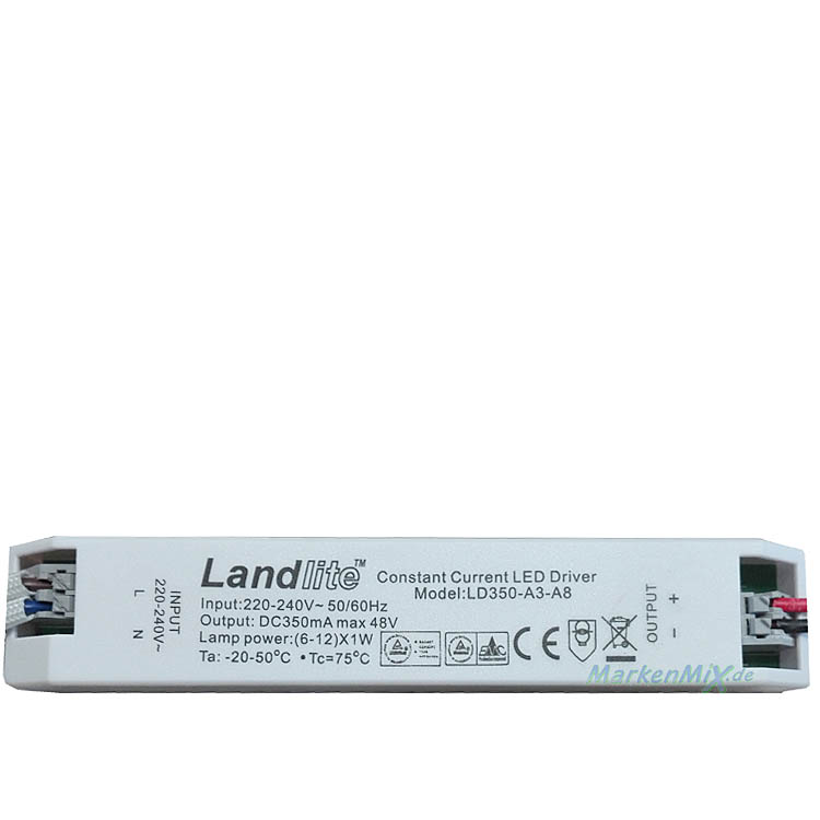 Landlite LD350-A3-A8 Constant Current LED Driver 6-12 x 1W DC 350mA max 48V Netzteil z.B. für Sorpetaler Bagno Quadra 480556 Netzgerät 