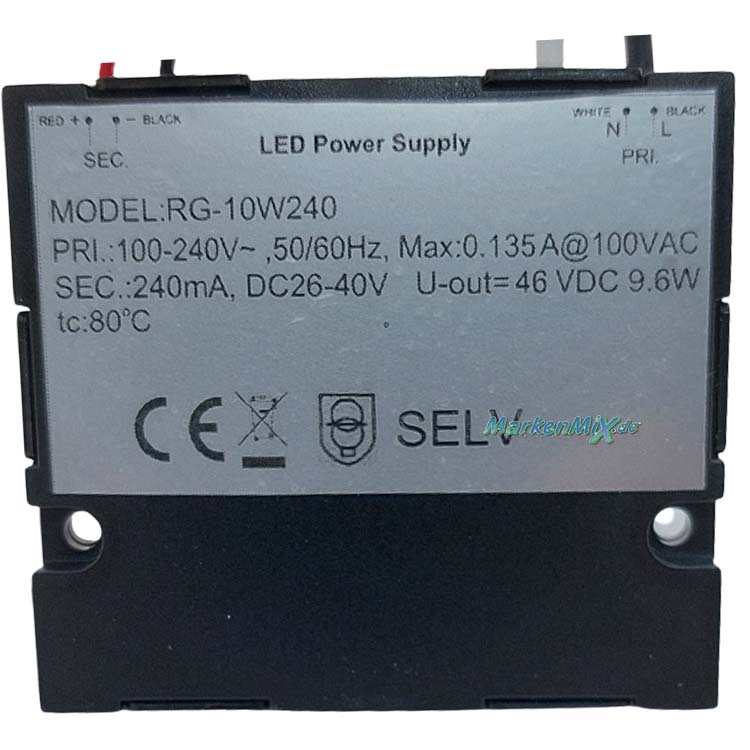 Trio-Leuchten Ersatz-Treiber LED Power Supply RG-10W240 für Leuchten-Serie Ganges Wandleuchte 221760142 Wegeleuchte 421760142 / 521760142 Ersatzteil Trio-Lighting Arnsberg LED Power Supply RG-10W240   Driver zu 4017807303575  4017807303582