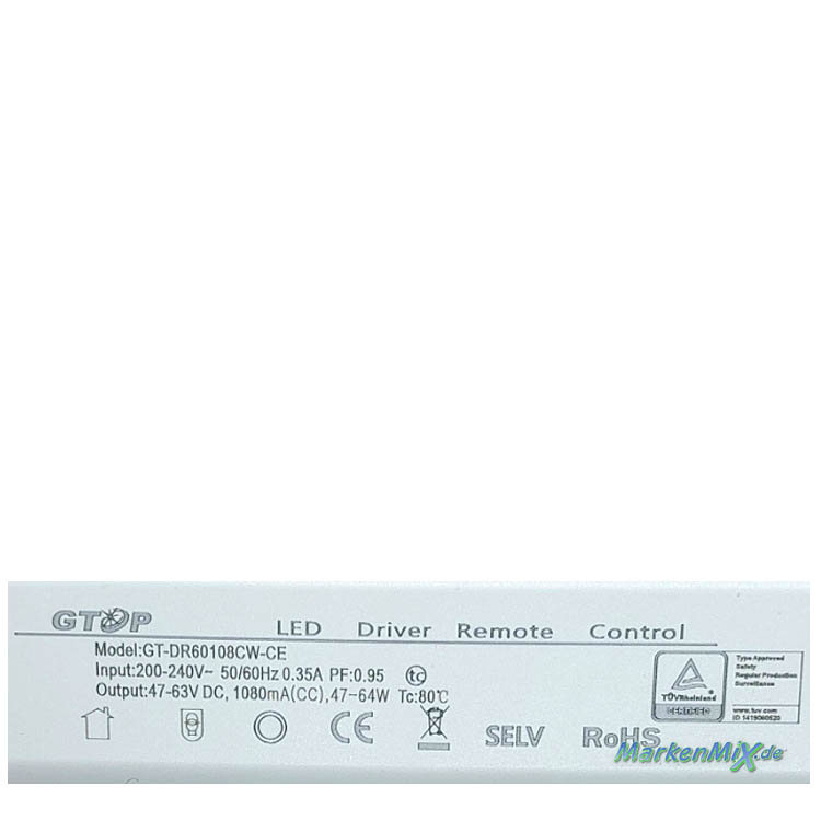 Trio Leuchten Ersatz-Treiber für LED Serie Lugano 64W Driver zu Deckenleuchte 621915501 Netzteil LED-Treiber für Pendelleuchte 621915511 Ersatzteil Trio-Lighting Arnsberg Trafo GTOP GT-DR60108CW-CE Driver Netzgerät 4017807384482