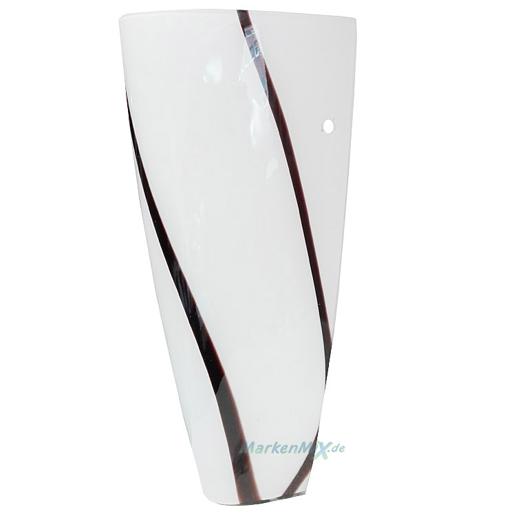 Trio Leuchten Ersatzglas 9211 Art Glas weiß mit schwarzen Streifen Glasschirm für Wandleuchte 2547011-07 Ersatzschirm Abdeckglas 4017807116137 Ersatzteil Trio-Lighting Arnsberg 254701107