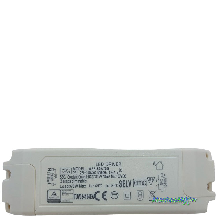 Trio Leuchten Ersatz-Treiber VIG W33-60A700 LED Driver 60W für Serie Gale LED Deckenleuchte 673918007 / 673918031 / 673918032  Ersatzteil Trio-Lighting Arnsberg Trio International 4017807452617 4017807441468