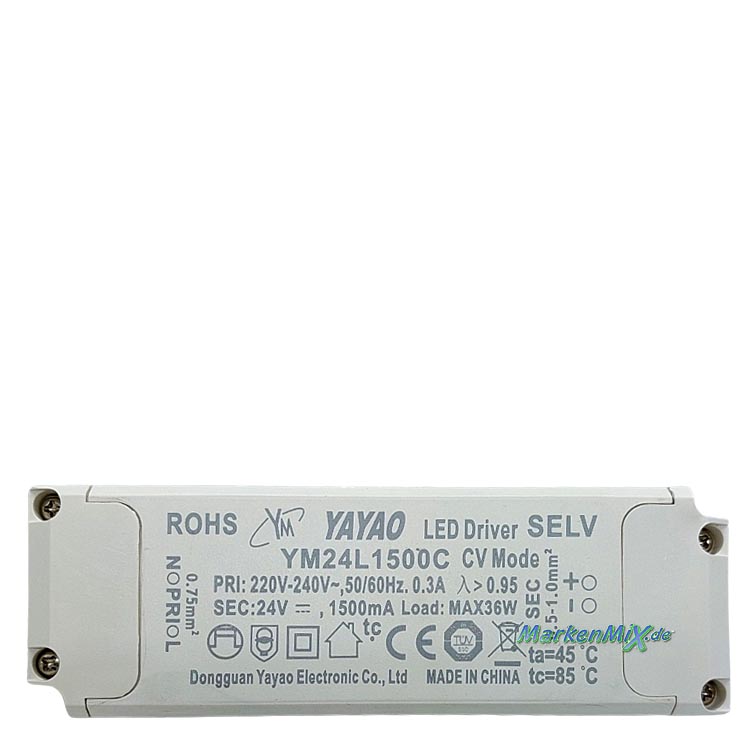 Trio Leuchten Ersatz-Treiber LED Driver Yayao YM24L1500C für Serie Bellari 36W Netzteil zu Deckenleuchte 626410530 LED-Treiber Ersatztrafo Ersatzteil Trio-Lighting Arnsberg Trio International Yayao YM24L1500C Netzgerät 4017807505429