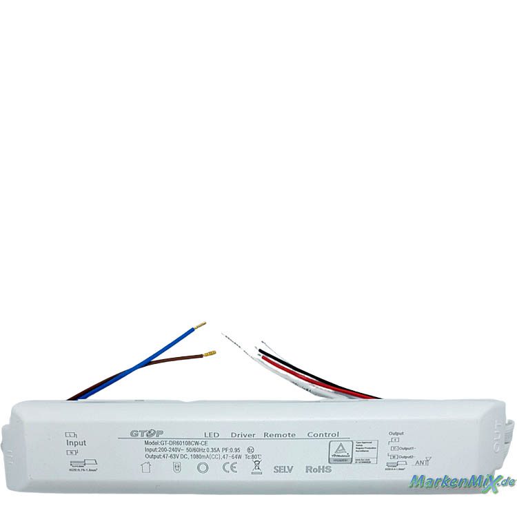 Trio Leuchten Ersatz-Treiber für LED Serie Lugano 64W Driver zu Deckenleuchte 621915501 Netzteil LED-Treiber für Pendelleuchte 621915511 Ersatzteil Trio-Lighting Arnsberg Trafo GTOP GT-DR60108CW-CE Driver Netzgerät 4017807384482