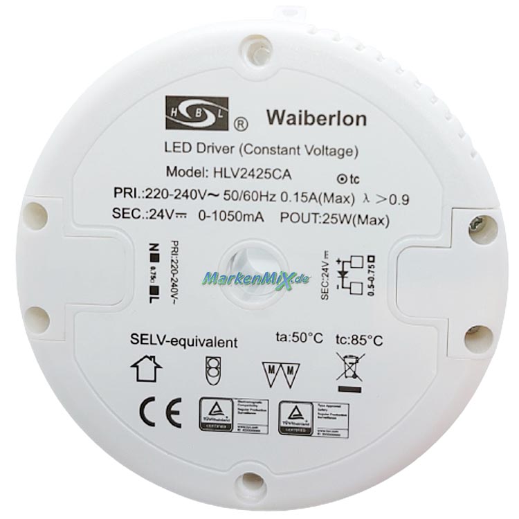 Trio Leuchten Ersatz-Treiber für LED Serie Oscar 25W Driver zu Deckenleuchte 652810331 Netzteil LED-Treiber für Trio 652810332 Ersatztrafo Ersatzteil Trio-Lighting Arnsberg Waiberlon HLV2425CA Driver Netzgerät 4017807469196 