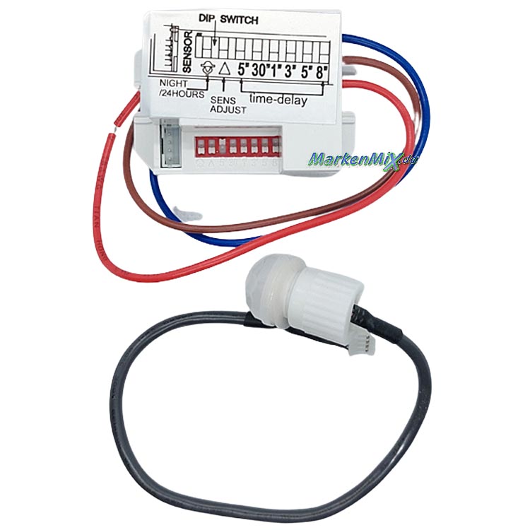 Trio Leuchten Ersatz-Bewegungsmelder für LED-Außenleuchten-Serie Cuando Ersatzteil zu Wandleuchte 226669242 Trio-Lighting Arnsberg 800W Infrared Motion Sensor DIP SWITCH ST24 Bewegungsmelder 4017807388817 