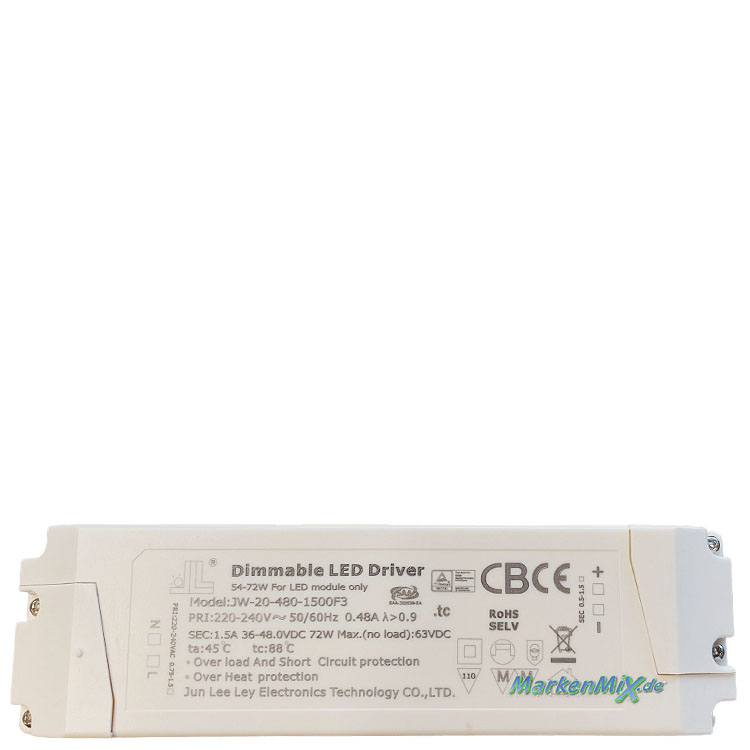 Trio Leuchten Ersatz-Treiber JLL JW-20-480-1500F3 Driver für LED Serie Baxter 72W Trafo zu Pendelleuchte 330632032 / 330632076 Ersatzteil Trio-Lighting Arnsberg 4017807661361  4017807661330