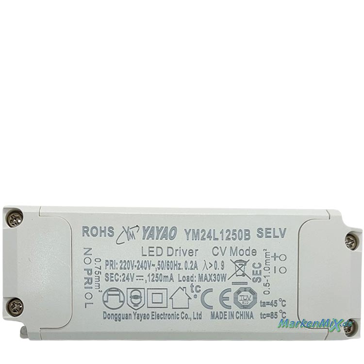 RL Reality Leuchten Ersatz-Treiber LED Driver Yayao YM24L1250B für Serie Cloudy 30W Netzteil zu Wandleuchte R62263131 LED-Treiber für Ersatztrafo zu R62263131 Ersatzteil Reality-Trio-Lighting Arnsberg  Yayao YM24L1250B Netzgerät 4017807505740 