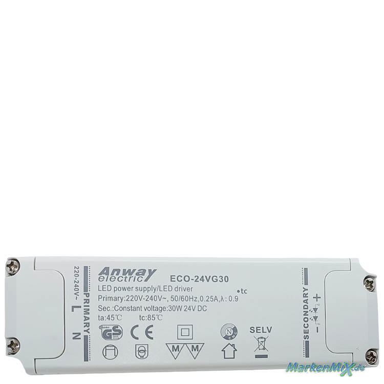 RL Reality Leuchten Ersatz-Trafo Anway ECO-24VG30 für LED Serie Rubin 30W Netzteil zu Pendelleuchte R32021105 Ersatzteil Reality-RL-Trio-Lighting Arnsberg 4017807446135