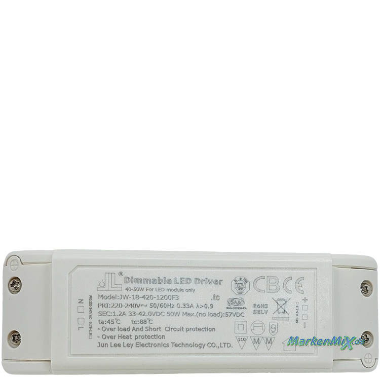Trio Leuchten Ersatz-Treiber Jun Lee Ley JLL JW-18-420-1200F3 für LED Serie Zodiac 50W Driver zu Deckenleuchte 6644810107 / 644810132 Ersatztrafo Ersatzteil Trio-Lighting Arnsberg Trio International Netzgerät 4017807580952  4017807580945