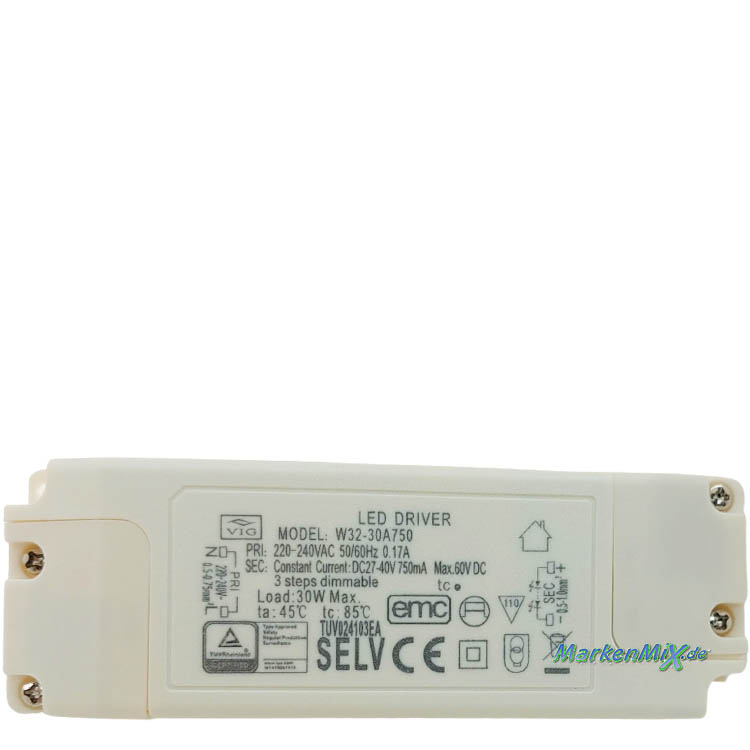 Trio Leuchten Ersatz-Treiber VIG W32-30A750 LED Driver 30W für Serie Girona LED Deckenleuchte 671210131 / 671210132 Ersatzteil Trio-Lighting Arnsberg Trio International 4017807489835 4017807489842