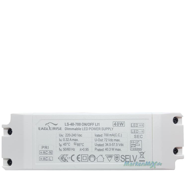 Trio Leuchten Ersatz-Treiber für LED Serie Aick 40W Driver zu Pendelleuchte 327210305 Netzteil LED-Treiber für 327210332 Ersatztrafo zu Ersatzteil Trio-Lighting Arnsberg  Driver Eaglerise LS-40-700 ON/OFF LI1 Netzgerät 4017807504200