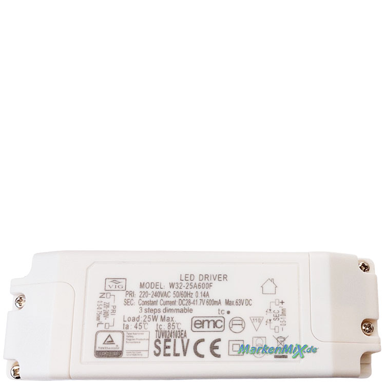 Trio Leuchten Ersatz-Treiber VIG W32-25A600F Driver für LED Serie Nazar 25W Netzteil zu Deckenleuchte 633910134