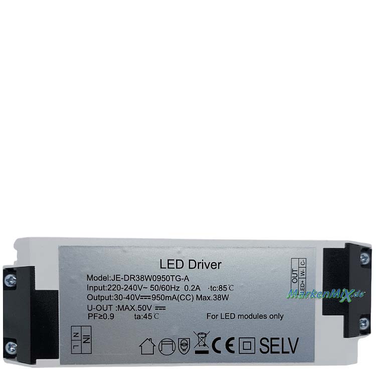 RL Reality Leuchten Ersatz-LED Driver JE-DR38W0950TG-A für Deckenleuchte Asterion Netzteil 38W Treiber zu R62451931 / R62451932 Ersatzteil Reality-RL-Trio-Lighting Arnsberg 4017807504613  4017807504590