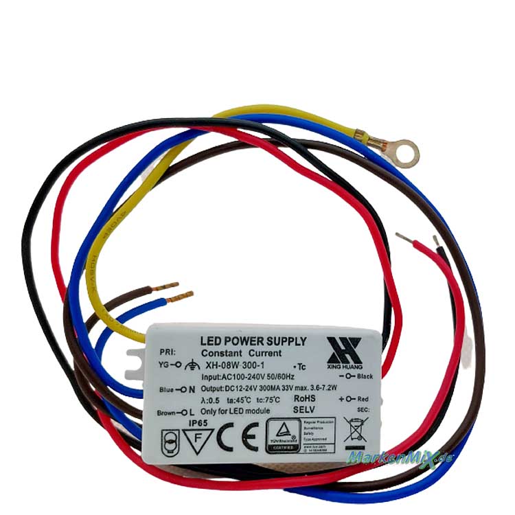 Trio Leuchten Ersatz-Treiber Xing Huang XH-08W-300-1 Driver für LED Serie Mitchell LED Driver zu Außen-Wandleuchte 273360142 Netzteil LED-Treiber Ersatzteil Trio-Lighting Arnsberg Netzgerät 4017807492750