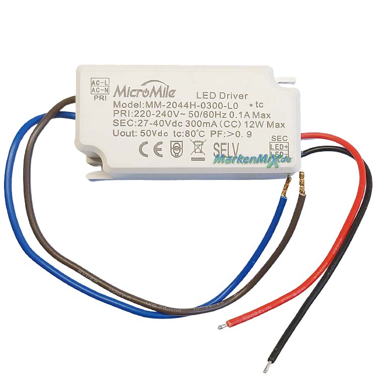 Trio Leuchten Ersatz-Treiber MicroMile MM-2044H-0300-L0 Driver 12W für LED Serie Fuerte zu Wandleuchte 226260142 Netzteil Ersatzteil Trio-Lighting Arnsberg 4017807492545