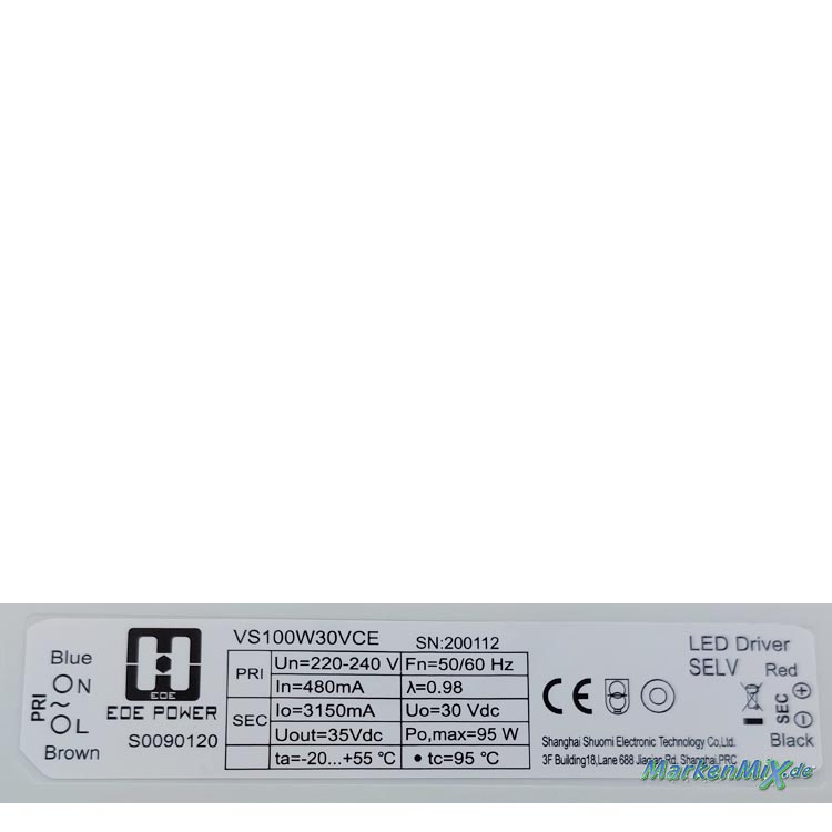 Trio Leuchten Ersatz-Treiber EOE POWER VS100W30VCE LED Driver für Deckenleuchte Miko 95W Netzteil zu 675610106 Ersatztrafo Ersatzteil Trio-Lighting Arnsberg Trio International EDE POWER VS100W30VCE Netzgerät 4017807363302 auch für Osaka 678710006