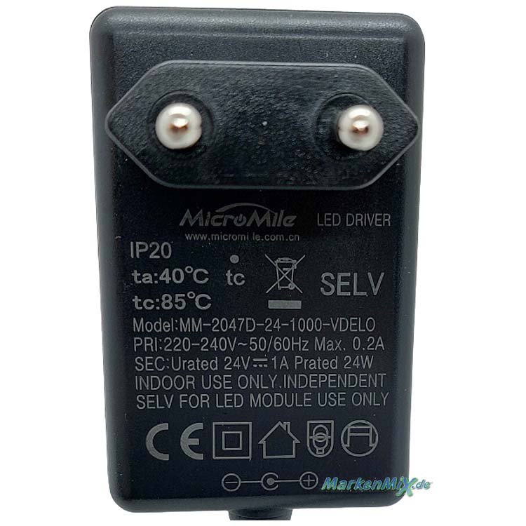 Trio Leuchten Ersatz-Stecker-Netzteil Micro Mile Micromile MM-2047D-24-1000-VDELO LED Driver für Pantilon 24W Netzgerät zu Stehleuchte 451850101 LED-Treiber für Trio Steckertrafo zu 451850101 Ersatzteil Trio-Lighting Arnsberg  4017807407464  